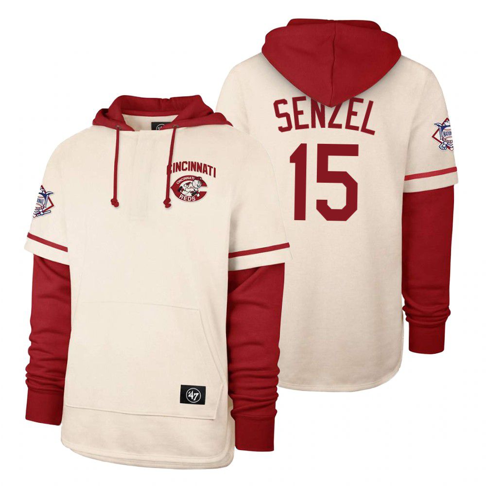 Men Cincinnati Reds #15 Senzel Cream 2021 Pullover Hoodie MLB Jersey->arizona diamondback->MLB Jersey